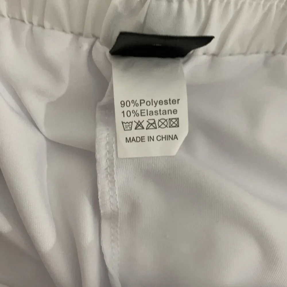 NWOT Shein Athletic Shorts Women L White Stretch Lined Sport Running Workout Gym